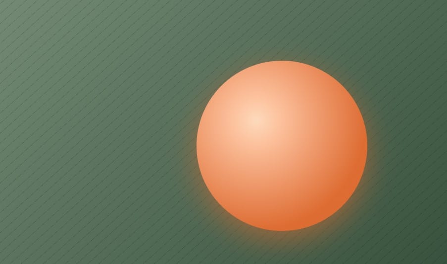 Abstract generated art of orange circle on green background.